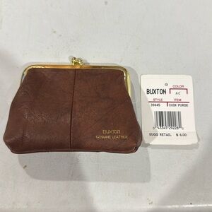 Elegant Brown Coin Purse with Gold Accents
